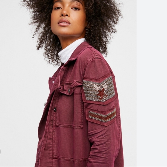 Free people beaded military jacket size L - Picture 9 of 10